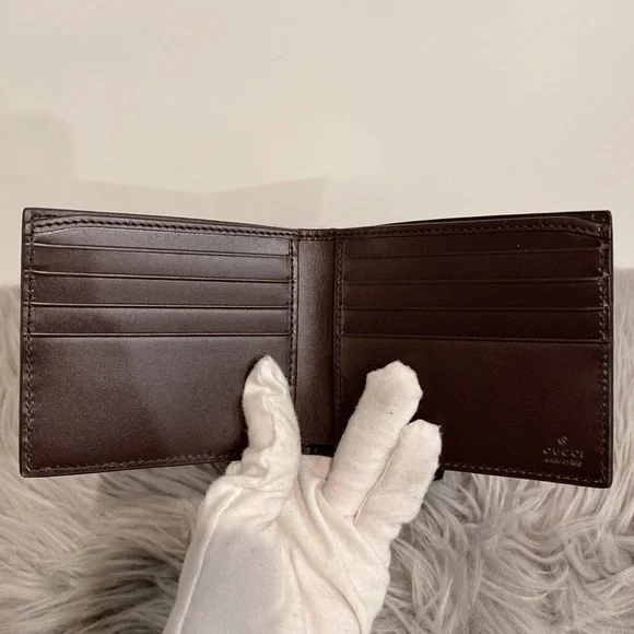Gucci Web Brown GG Signature Bi fold Web wallet 408827 w/Box - Picture 6 of 9